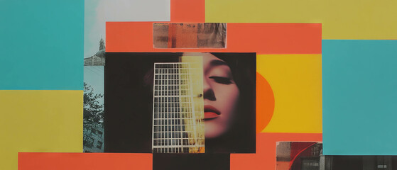 Poster - Modern constructions and minimalistic forms in a mixed media suprematist collage