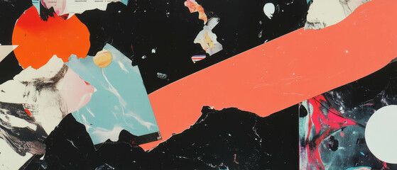 Poster - Minimalistic scrapbook collage portraying abstract movement and energy through mixed media textures