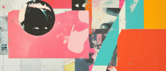Poster - Collage showcasing vibrant colors and textures in a minimalistic scrapbooking style