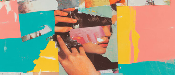 Poster - Creative scrapbook collage highlighting textures and colors with a minimalistic design approach