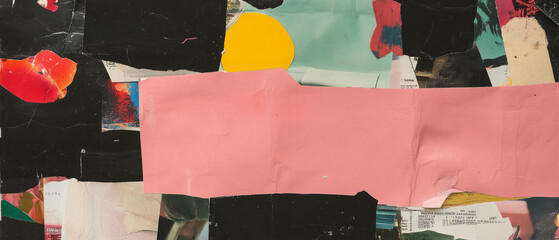 Poster - Minimalistic scrapbook collage showcasing textures and color contrasts in a creative layout