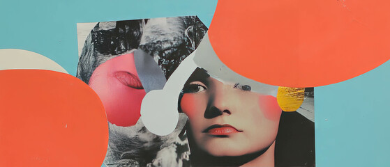 Poster - Creative collage showcasing abstract forms using various textures in a minimalistic style