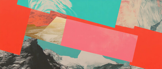 Poster - Exploring textures and colors in a minimalistic scrapbook collage with geometric shapes
