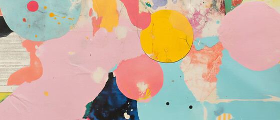 Poster - Creative minimalistic scrapbook collage featuring paint, vintage textures, and dynamic colors