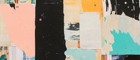 Aufkleber - Creative scrapbook collage featuring mixed media textures and vibrant paint splatters