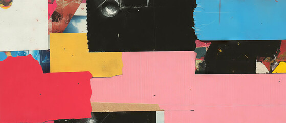 Poster - Minimalistic scrapbook collage featuring textured paper and cardboard elements