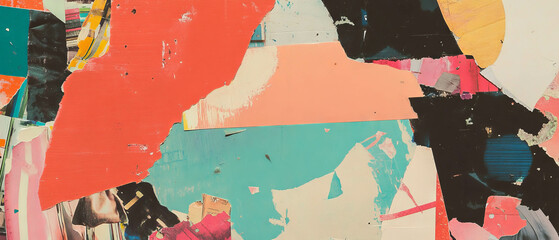 Poster - Creative scrapbook collage featuring textured paper scraps and magazine cutouts