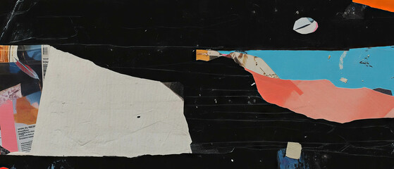 Poster - Creative scrapbook collage with textured paper and magazine cutouts in a minimalistic style