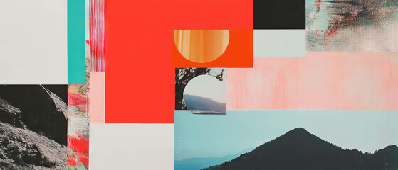 Poster - Exploring creativity through a minimalistic scrapbook collage of mixed textures and colors