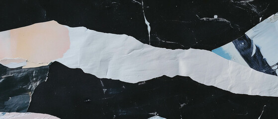 Poster - Minimalistic scrapbook collage featuring mixed media textures and contrasting smooth backgrounds