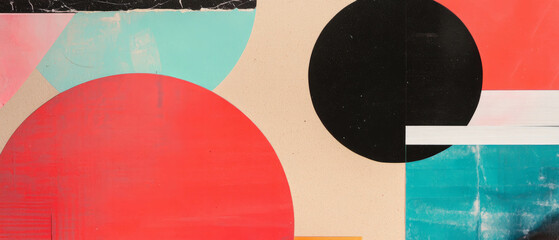 Poster - Creative minimalistic scrapbook collage featuring geometric shapes and textures