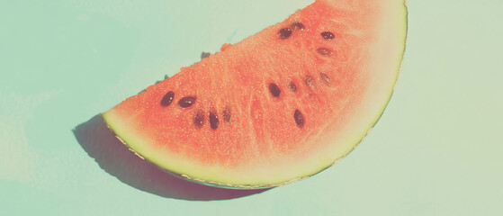 Poster - Minimalist scrapbooking art featuring a slice of watermelon on a textured background