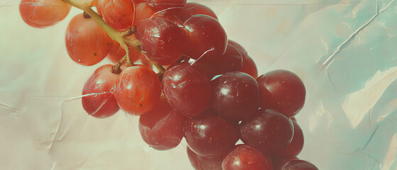 Aufkleber - Minimalistic scrapbook style artwork featuring a cluster of grapes on a textured background