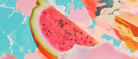 Poster - Delicate dragon fruit slice with paper cutouts enhancing handcrafted artistry