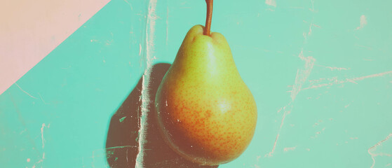 Aufkleber - Minimalistic scrapbook design featuring a pear on textured paper background
