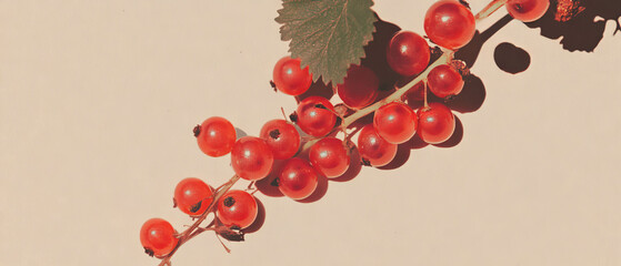 Poster - Minimalistic arrangement of currants on a textured neutral background in a handcrafted style
