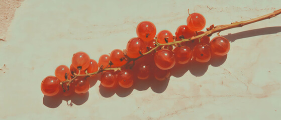 Poster - Minimalistic scrapbook-style composition with currants on a neutral background