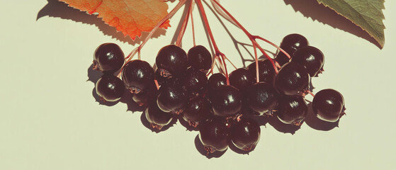 Poster - Elderberry cluster on a handcrafted background with delicate details and textures