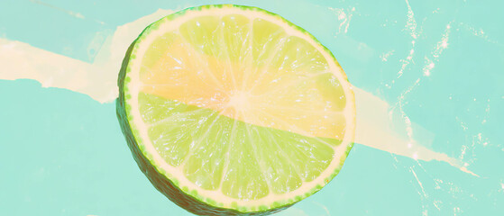 Poster - Minimalist scrapbook art featuring a watercolor lime slice on a clean backdrop
