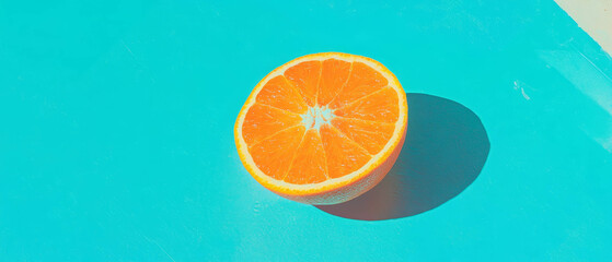 Poster - Halved orange with delicate stitching in a minimal scrapbook-style design