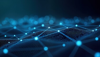 Poster - abstract digital network illustration. dynamic tech pattern of interconnected dots, lines. futuristi