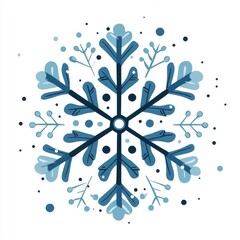 Wall Mural - Flat style illustration of snowflakes, isolated on a white background, emphasizing their unique shapes and forms.