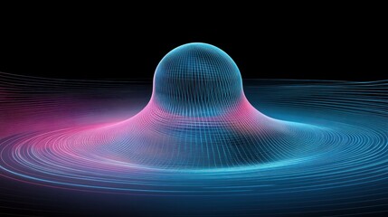 Poster - Abstract glowing sphere with ripple effect.