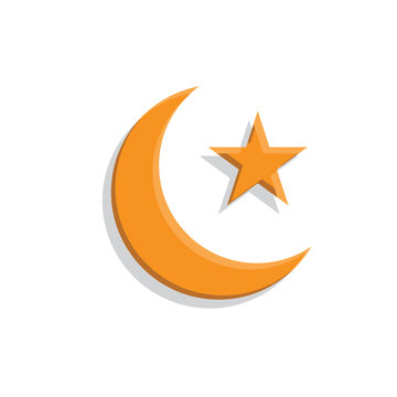 Ramadan icon. vector moon and stars white background. Islamic impression in the holy month. banner, pamphlet, islam. simple 3d design style