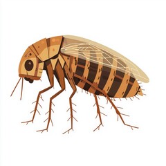 Wall Mural - Flat style illustration of a flea, isolate on a white background, highlighting its shape and texture.