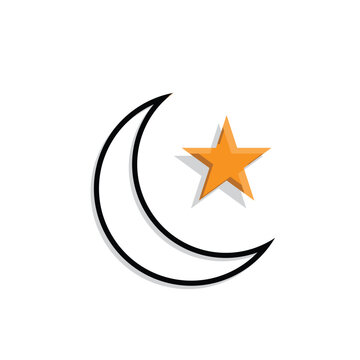 Ramadan icon. vector moon and stars white background. Islamic impression in the holy month. banner, pamphlet, islam. simple 3d design style