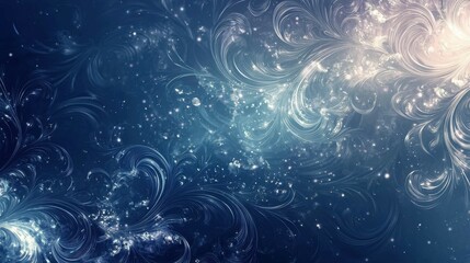 Poster - Abstract Blue Swirl Pattern with Shimmering Light Highlights