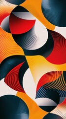 Poster - Vibrant Abstract Pattern with Curved Lines and Bold Colors