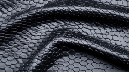 Poster - Close-Up View of Black Textured Leather with Snake-Like Pattern for Fashion and Design Projects