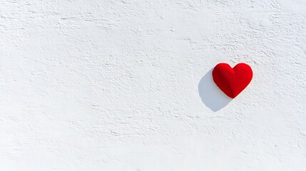 Wall Mural - Bright Red Heart Against a Clean White Wall Symbolizing Love and Affection