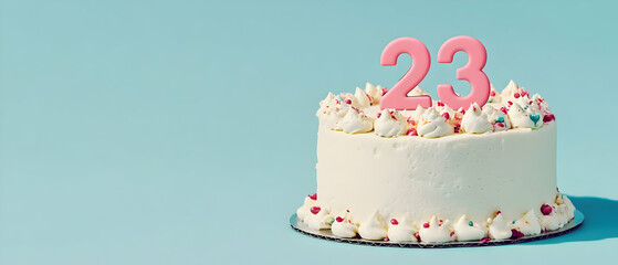 Wall Mural - Happy Birthday 23th on the cake