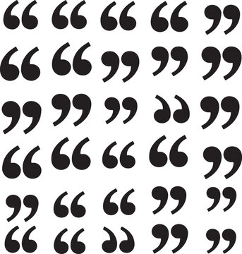 Set of quote mark, black sign isolated on white background. Vector illustration