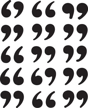 Set of quote mark, black sign isolated on white background. Vector illustration