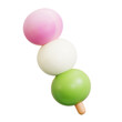 © bluso - Dango 3D cute cartoon colorful glossy glass pastel isolated icon. Japanese dessert skewer, traditional sweet, food, cultural sweet snack