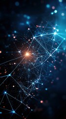 Poster - Abstract Digital Network Visualization with Glowing Nodes and Lines
