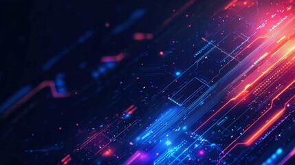 Poster - Vibrant Futuristic Technology Abstract Background with Lights and Lines