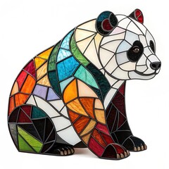 Canvas Print - Panda Constructed from Stained Glass on a white background