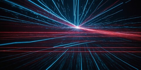 Poster - dynamic light trails illustrating movement and energy in a dark, abstract space