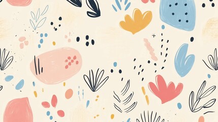 Poster - Abstract Colorful Pattern with Floral Elements and Shapes