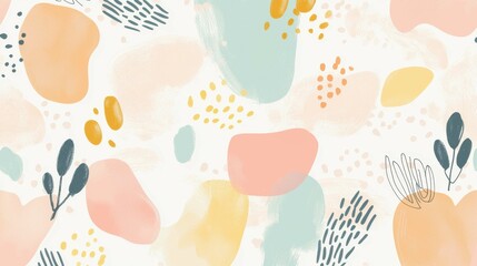 Poster - Abstract Colorful Background with Soft Shapes and Natural Elements