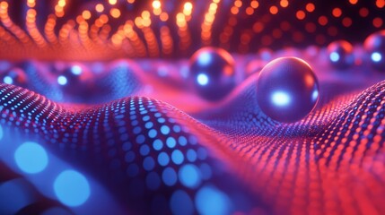 Poster - 3D render of an electron in a quantum field, showing its wave-particle duality.