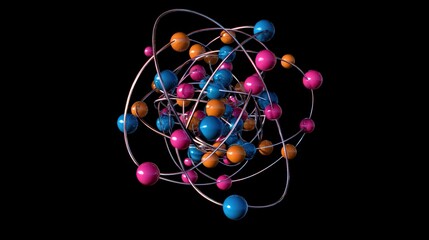 Poster - 3d simulation of electron orbitals in an atom, showing the regions where electrons are likely to be 