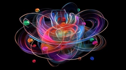 Poster - 3d simulation of electron orbitals in an atom, showing the regions where electrons are likely to be 