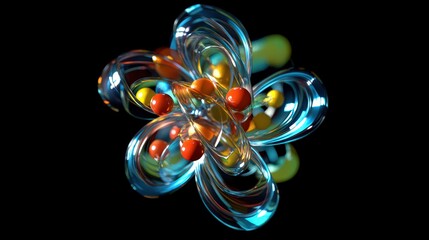Poster - 3d simulation of electron orbitals in an atom, showing the regions where electrons are likely to be 