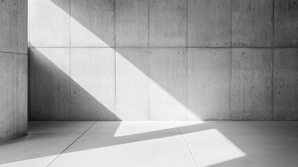 Poster - Minimalist Concrete Interior with Sunlight Streaming Through Angles
