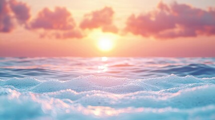 Wall Mural - Sunset over ocean waves nature idea. Captivating sunset over calm waves, showcasing vibrant colors in the sky and water.